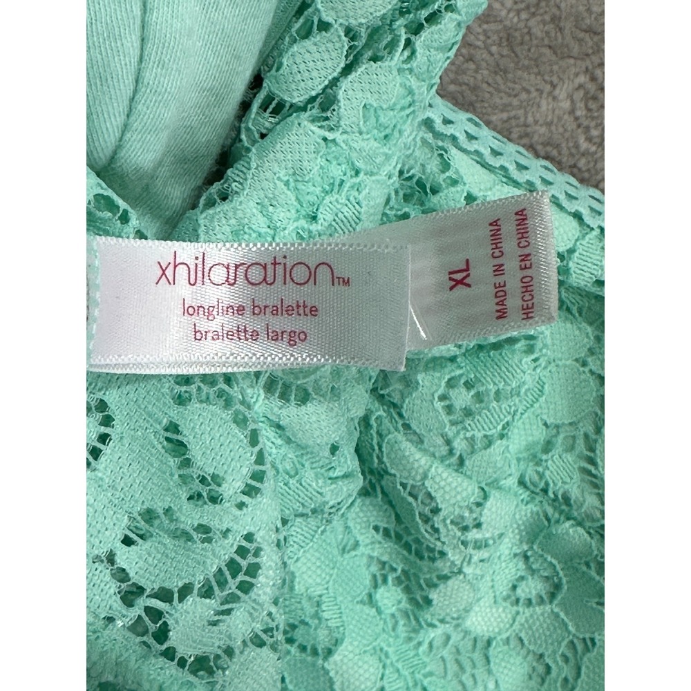 Xhilaration Floral Lace Longline Bralette Mint Strappy Cross Back Size XL NWOT - Picture 4 of 5